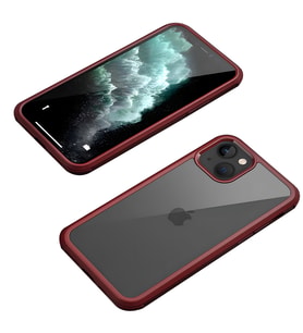 iPhone 13 Mini Kılıf Dor Silikon Temperli Cam Kapak (Kırmızı)