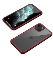 iPhone 13 Mini Kılıf Dor Silikon Temperli Cam Kapak (Kırmızı)