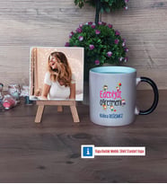 Edebiyat Öğretmeni Fotoğraflı Dekoratif Taş, Kupa Bardak Beyaz Hediye (Model 9)
