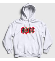 Presmono Unisex Beyaz Red Black AC/DC Kapüşonlu Sweatshirt 6653tt (Beyaz)