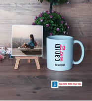 Halaya Hediye Fotoğraflı Dekoratif Taş, Kupa Bardak Beyaz Hediye (Model 1)