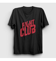 Presmono Unisex Sarı Logo Film Dövüş Kulübü Fight Club T-Shirt 244181tt (Siyah)