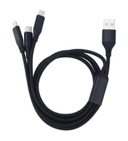 Üç Başlıklı Usb Şarj kablosu 3in1 Micro+iphone+Type-c Üniversal hızlı Şarj Kablosu üçlü (Siyah)