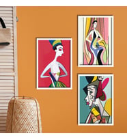 3'lü Ahşap Lamine Çerçeveli Mdf Tablo Pablo Picasso Kübik (Beyaz)