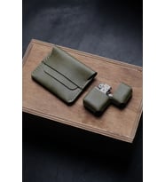 Atölye Çınar El Yapımı Çakmak Cüzdan Set (Haki)