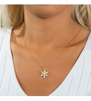 Rüzgar Çiçeği Model Toplu Opal Gümüş Kolye (Gold)