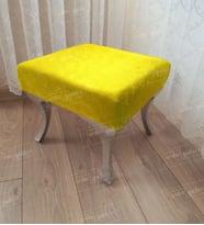 Ayak Ucu Kapı Önü Antre Düz Bench Puf Gümüş Ayak (Sarı)