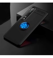 Xiaomi Mi 10 Kılıf Yüzüklü Magnetli Ravel Case (Siyah-Mavi)