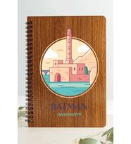 Batman Hasankeyf Şehir Tasarım Ahşap Kapaklı Defter Kraft Kağıt Özel Tasarım (Ceviz Rengi)