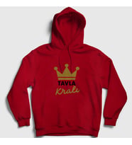 Presmono Unisex Gri Backgammon King Tavla Kralı Oyun V3 Kapüşonlu Sweatshirt 417043tt (Kırmızı)