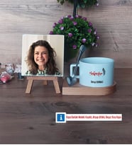 Sekretere Hediye Fotoğraflı Dekoratif Taş, Kupa Bardak Beyaz Hediye (Model 8)