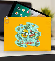BK Gİft Yaz Temalı-1 Tablet Çantası 30x21cm(12 Renk Seçeneği), Ipad Çantası, Baskılı Tablet Kılıfı (Sarı)