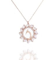 925 Ayar Gümüş Tavus Kuşu Kolye (Rose)