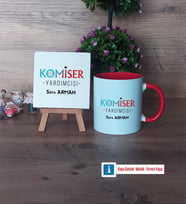 Komiser Yardımcısı Dekoratif Taş, Kupa Bardak Kırmızı Hediye (Model 1)