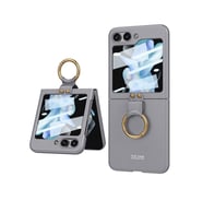 Galaxy Z Flip 5 Kılıf Kıpta Yüzüklü Flip Sert Kılıf (Gri)