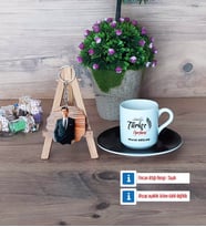 Türkçe Öğretmeni Türk Kahvesi Fincanı Ahşap Altlıklı ve Fotoğraflı Ahşap Anahtarlık Hediye Öğretmenler Günü Hediyesi (Model 7)