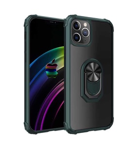 Uyumlu Model Apple iPhone 12 Pro Kılıf Şeffaf Sararmaz Yüzüklü Mola Kapak (Yeşil)
