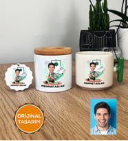 Kişiye Özel Karikatürlü Muhasebeci Hediye Seti T Kupa, Kalemlik, Anahtarlık Erkek Muhasebeciye Hediye (Yeşil)
