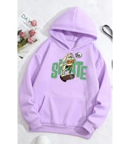 Unisex All Day Rabbit Baskılı Sweatshirt (Lila)