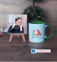 Unicorn Fotoğraflı Dekoratif Taş, Kupa Bardak Beyaz Hediye (Model 14)
