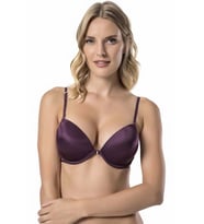 Le Jardin Valeria Biyeli Taşlı Mikro Push-up Arkası İp Detaylı Sütyen - 7007 (Mürdüm)