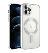 Vendas iPhone 13 Pro Max Uyumlu (13 Pro Max) Demre Serisi Kamera Korumalı Magsafe Wireless Şarj Özellikli Elektroplated Kılıf (Gümüş)