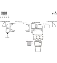 Meriç® Nissan Primera Ön Torpido Kaplama Maun 12 Parça 1999-2002 (Alüminyum)