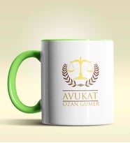 Kişiye Özel Avukat 5 Tasarımlı Turuncu Kupa Bardak (Yeşil)
