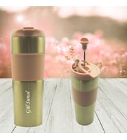 HEDİYESİBİZDEN KİŞİYE ÖZEL İSİM BASKILI PASLANMAZ ÇELİK FRENCH PRESS COFFEE MUG TERMOS 500 ML (Gold)