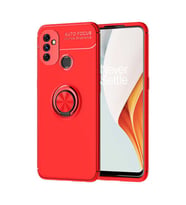 One Plus Nord N100 Kılıf Zore Ravel Yüzüklü Silikon Kılıf (Kırmızı)