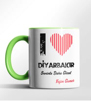Kişiye Özel Diyarbakır Seninle Daha Güzel Tema Siyah Renk Kupa (Yeşil)