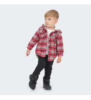 Babyhola Velsoft Astarlı Ceket Kot Pantolon Erkek Çocuk 2'li Takım 12590 (Kırmızı)