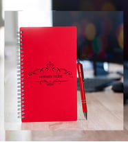 Kişiye Özel Pastel Renkli Ahşap Defter Kalem Seti 4 (Kırmızı)