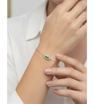 Usho Jewelry 925 Ayar Gümüş Mekik Bileklik (Açık Yeşil)