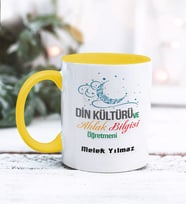 Din Kültürü Öğretmeni Tasarımlı Kişiye Özel Kupa Bardak (Sarı)