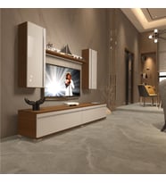 Decoraktiv Eko 5D Mdf Std Tv Ünitesi Tv Sehpası - Beyaz - Pera (Beyaz - Kahverengi)
