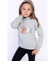 Toontoy Kız Çocuk Baskılı Sweatshirt (Gri)