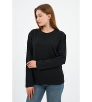 BİSİKLET YAKA BASİC LİKRALI SWEATSHIRT (WK25512-WN) (Siyah)