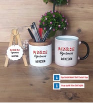 Psikoloji Öğretmeni Hediye Sepeti Kalemlik, Kupa Bardak Sihirli, Ahşap Anahtarlık Hediye Öğretmenler Günü Hediyesi (Model 1)
