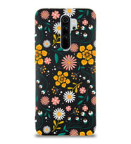 Xiaomi Redmi Note 8 Pro Uyumlu Lansman Kılıf Çiçek Tasarımlı İçi Kadife Kapak-Kırmızı (Siyah)