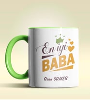 Kişiye Özel En İyi Baba Tasarımlı Siyah Kupa Bardak (Yeşil)