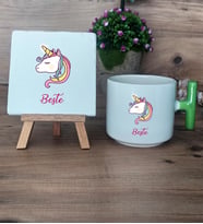 Unicorn Hediye Seti Kupa Bardak T Kulplu ve Dekoratif Taş Kardeşe Sevgiliye Arkadaşa Hediye (Model 8)