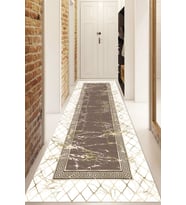 Dijital Baskılı Kaymaz Taban Yıkanabilir Modern Yolluk Ve Koridor Halısı NDU-SD-433 (Kahverengi)