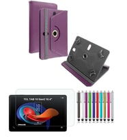 TCL TAB 10 Gen2  10.4" Uyumlu Standlı Tablet Kılıfı + Kırılmaz Ekran Koruyucu+ Dokunmatik Kalem (Mor)