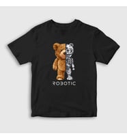 Presmono Unisex Çocuk Beyaz Robot Ayı Teddy Bear T-Shirt 306069tt (Siyah)