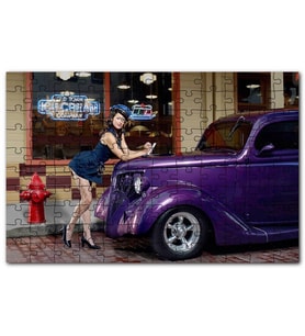 Cakapuzzle Klasik Otomobil Çekici Kadın Puzzle Yapboz MDF (Ahşap) (255 Parça)