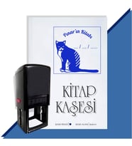 Kişiye Özel  Kara Kedi 3 Tarihli Kitap Kaşesi (Mavi)