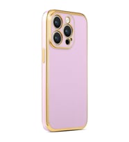 Apple iPhone 14 Pro Max Kılıf Bark Kenarları Altın Renk Kılıf (Lila)