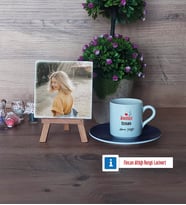 Anestezi Uzmanı Fotoğraflı Dekoratif Taş, Ahşap Altlıklı Türk Kahvesi Fincanı Hediye Anestezi Uzmanına Tıp Bayramı Hediyesi (Model 4)