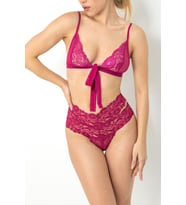 Miorre Swan Dantelli Kapsız Fantezi Bralet Takım (Vişne)